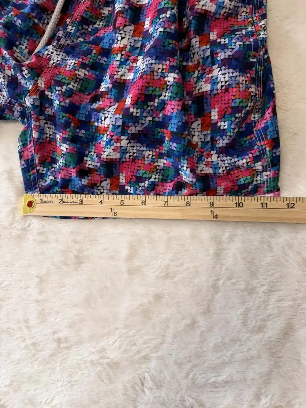 BERTIGO Men’s Large Geometric Mosaic Print Swim Trunks Mesh Lining
